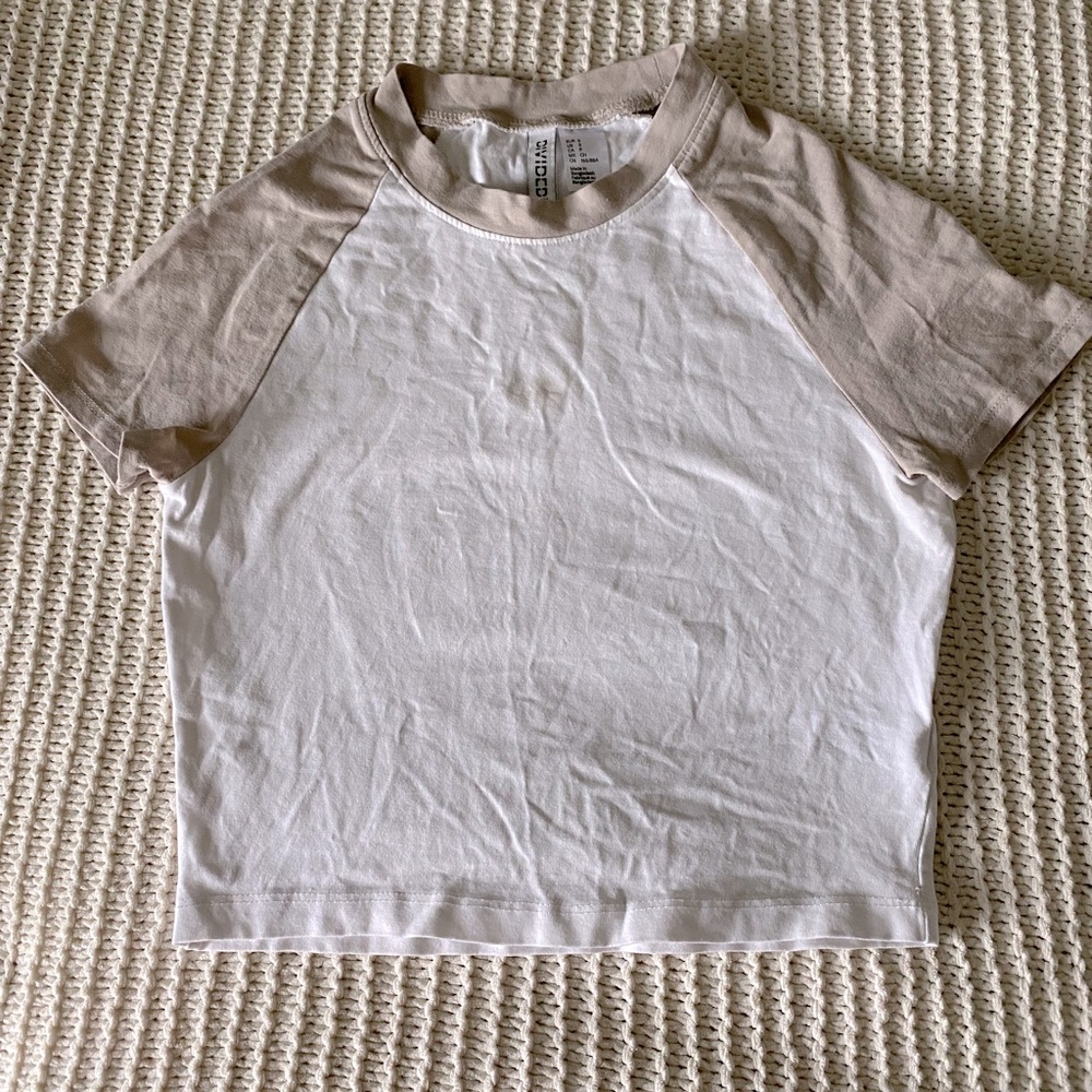 Beige and White top